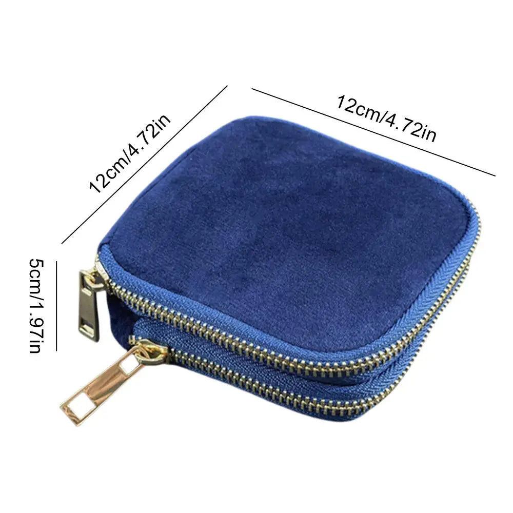 Velvet Travel Jewelry Pouch | Double Layer Zippered Organizer Jewelry Travel Organizer Peaceful Pleasures Health and Wellness Blue China Mainland