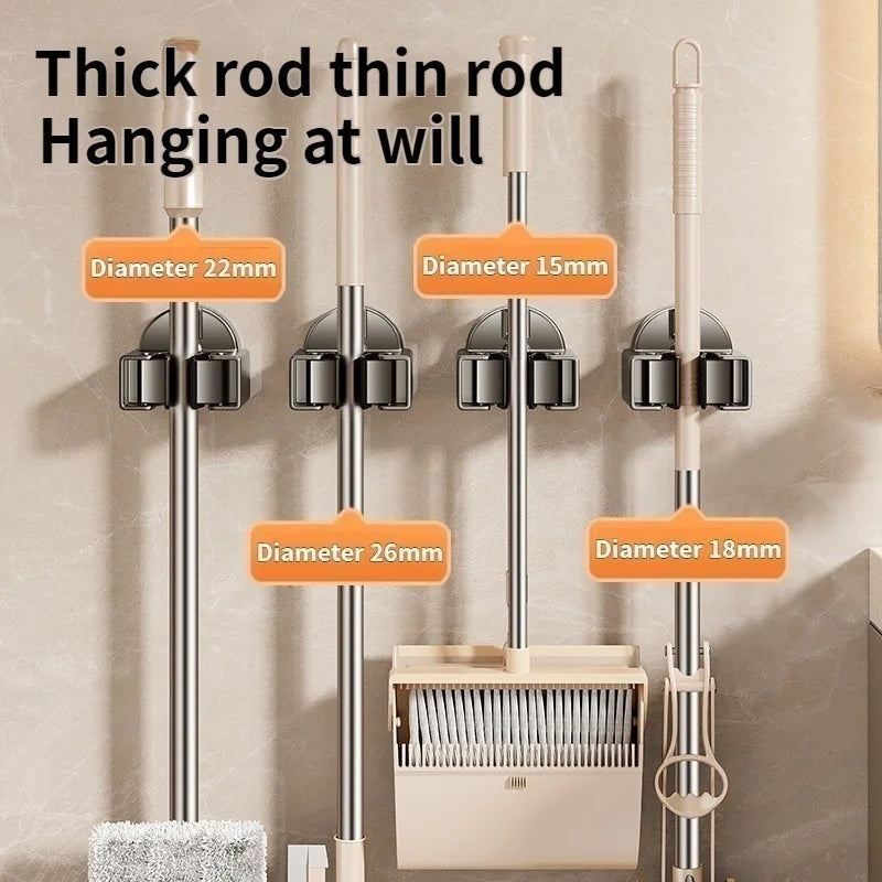 No-Drill Suction Cup Mop & Broom Wall Hook | Ancient Style