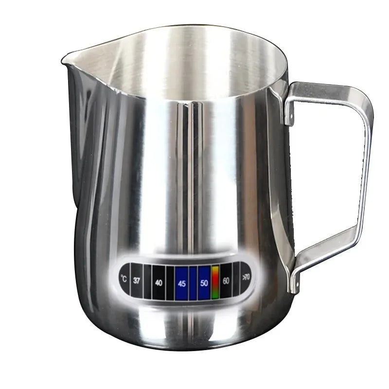 12/20oz Milk Frothing Pitcher 350/600ML Temperature Display Stainless Steel Milk Frother Pitcher Jug Cup for Latte Art Barista Peaceful Pleasures Health and Wellness 600ML