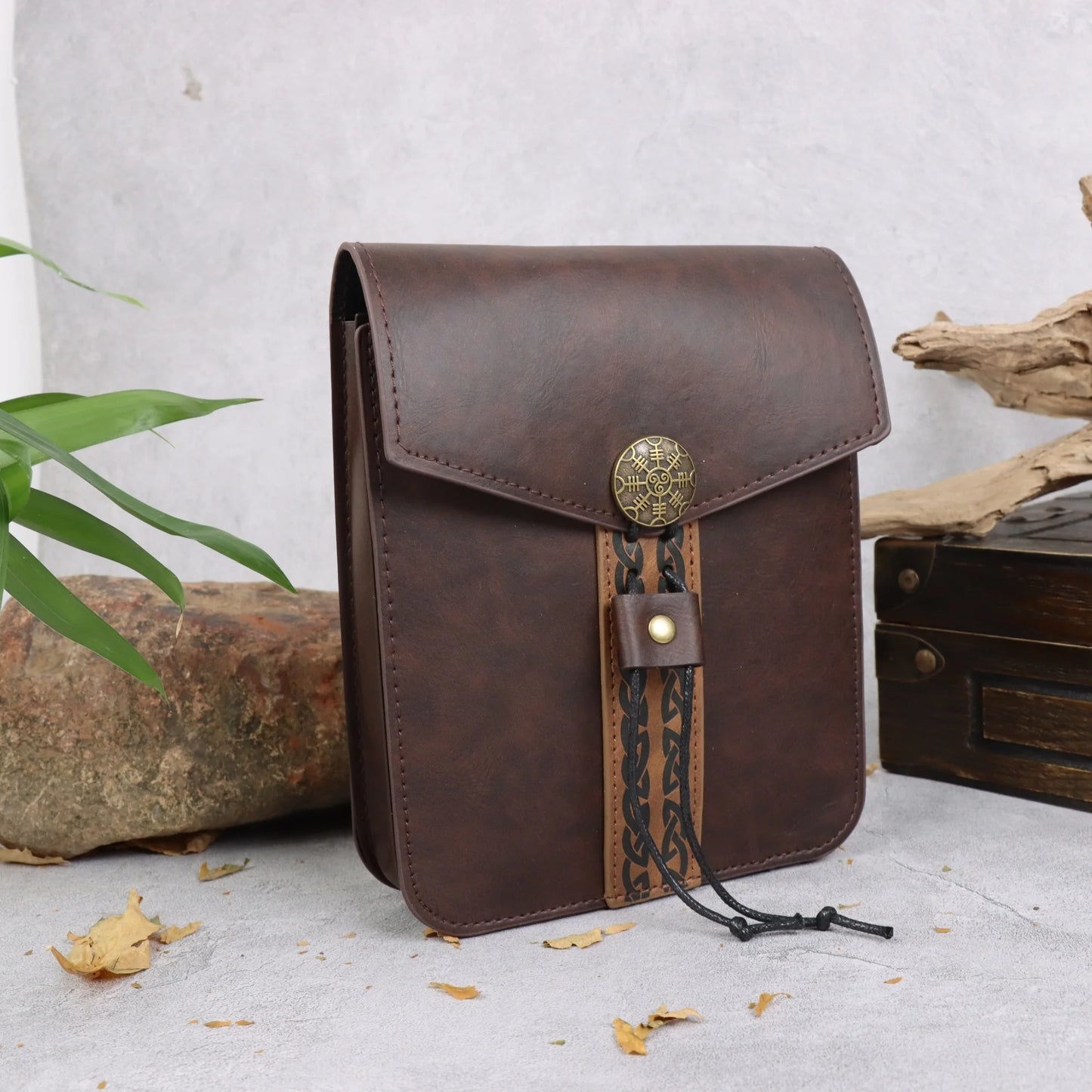 Medieval Faux Leather Viking Knight Belt Copper Coin Waist Bag