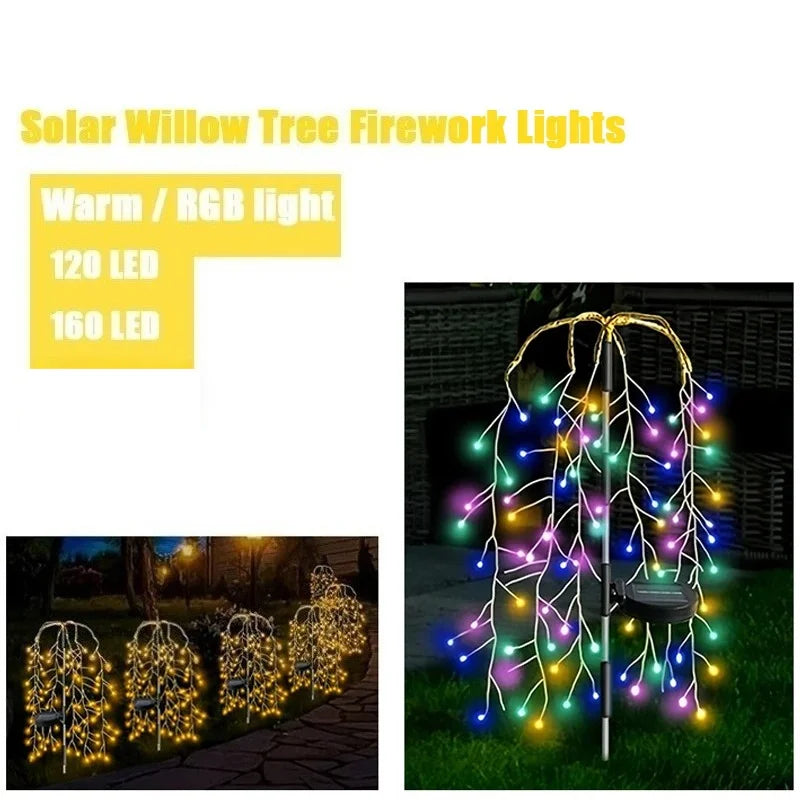 Solar Firework LED Garden Stake Lights | 120 LED Copper Wire