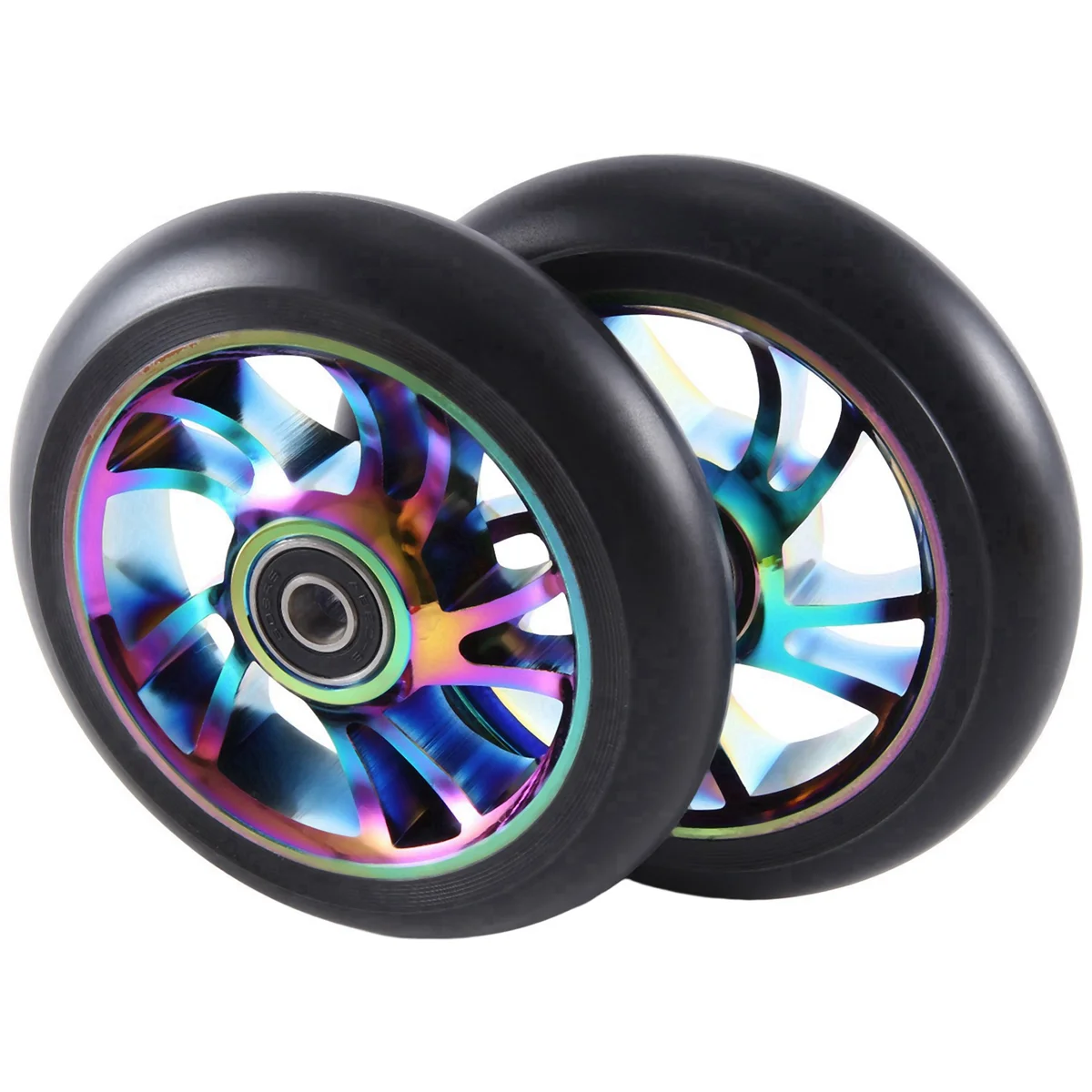 2Pcs 110 mm Colorful Aluminium Stunt Scooter Wheels Aluminum Scooter Wheel Scooter Accessories Peaceful Pleasures Health and Wellness