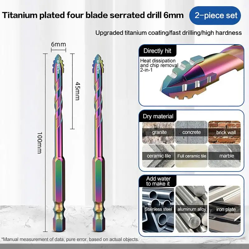 6–12mm Serrated Drill Bit Set – Glass, Tile, Concrete & Metal