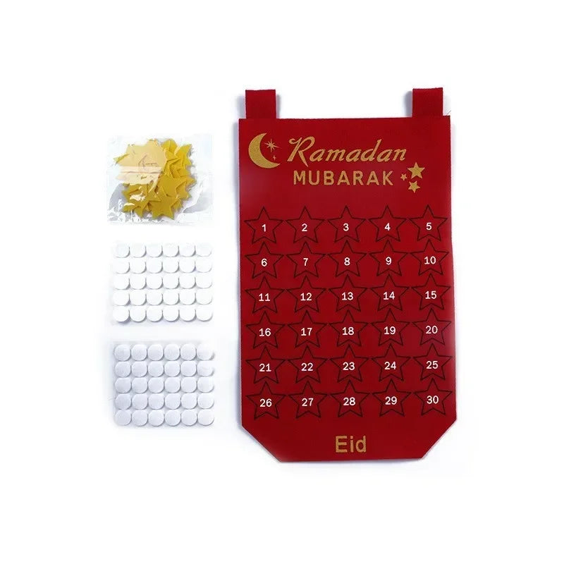 Ramadan Mubarak Countdown Calendar | Eid Wall Decor Gift Ramadan Wall Calendar Peaceful Pleasures Health and Wellness red