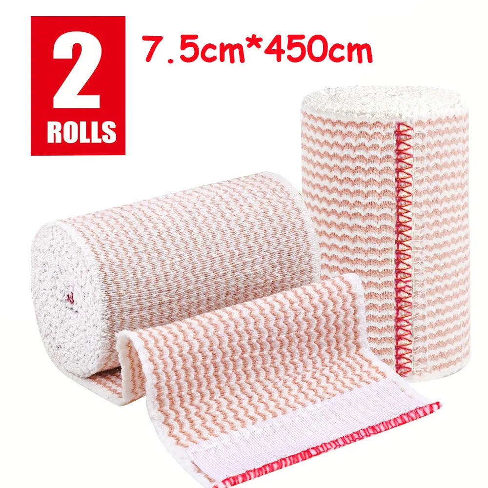 2 Pack Premium Elastic Bandage Wrap, Reusable Hook and Loop Compression Wrap Bandage for Knees, Ankles, Wrists,Legs Peaceful Pleasures Health and Wellness 7.5cm-450cm-2 Rolls