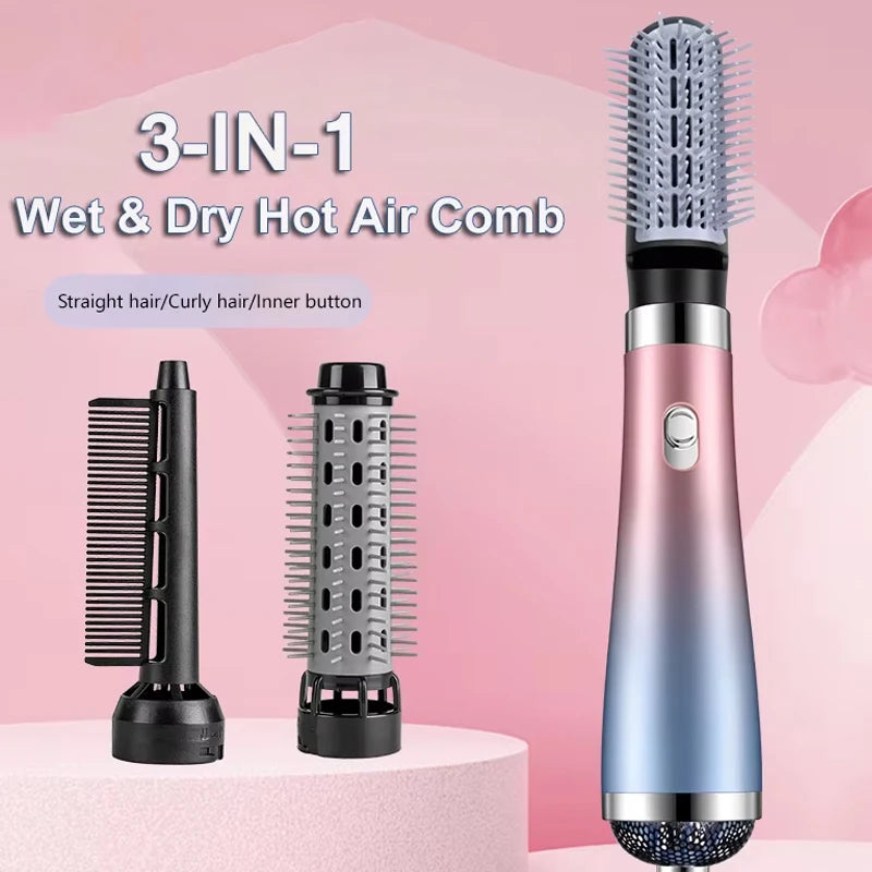 Hair Dryer Portable Comb lonic Hair Straightening Brush Hot Air Curling For Hair Roller Blow Dryer Quick Dry Hair Curler Curling Peaceful Pleasures Health and Wellness