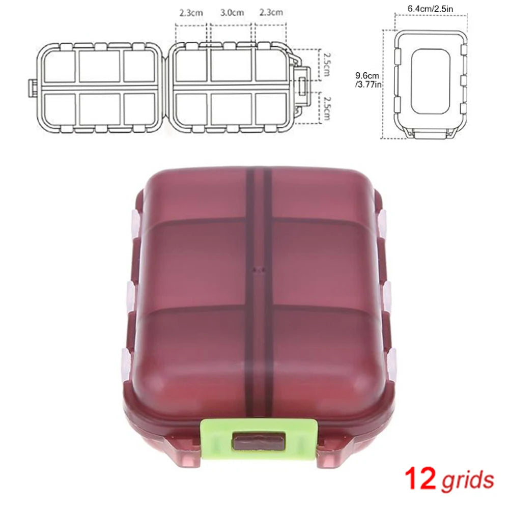 Tcare Portable Pill Case Folding Medicine Drugs Pills Capsule Tablet Container Boxs Plastic Empty Drug Organizer Pillbox Cases Peaceful Pleasures Health and Wellness Coffee - 12 Grids