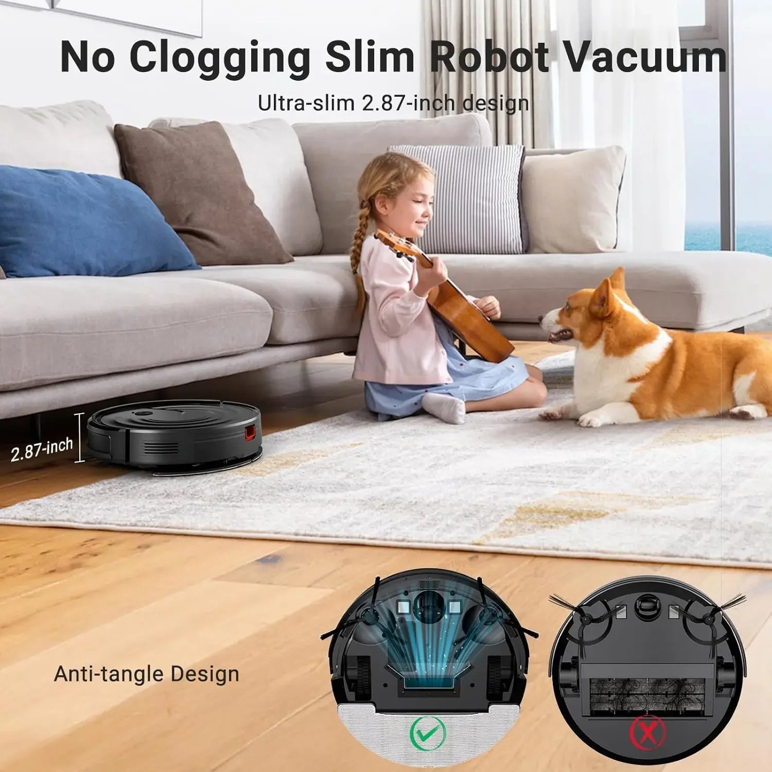 Robot Vacuum Mop Combo, 5000Pa Strong Suction, 130 Min Runtime, Slim Low Noise, Wi-Fi App Alexa Control for Hard Floors Carpets Peaceful Pleasures Health and Wellness