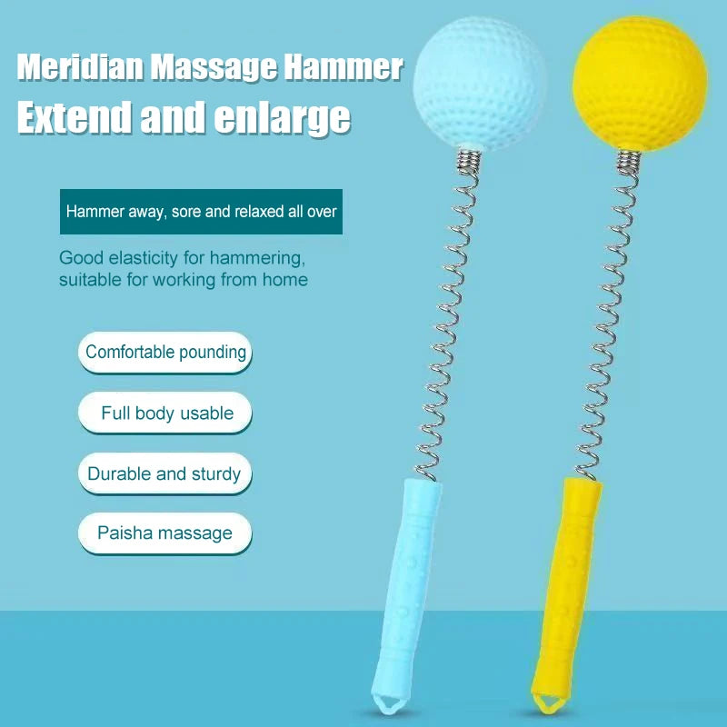 Manual Massage Hammer Stick Ball Body Massager Spring Elastic Knock Shoulder Arm Leg Hip Waist Whole Massage Tool Peaceful Pleasures Health and Wellness