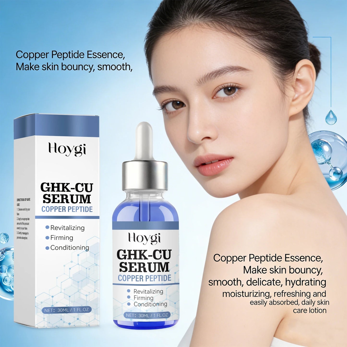 Copper Peptide Facial Serum Anti Wrinkle Remover Antioxidant Skin Rejuvenating Barrier Repair Brighten Skin Tone Skin Cosmetics Peaceful Pleasures Health and Wellness