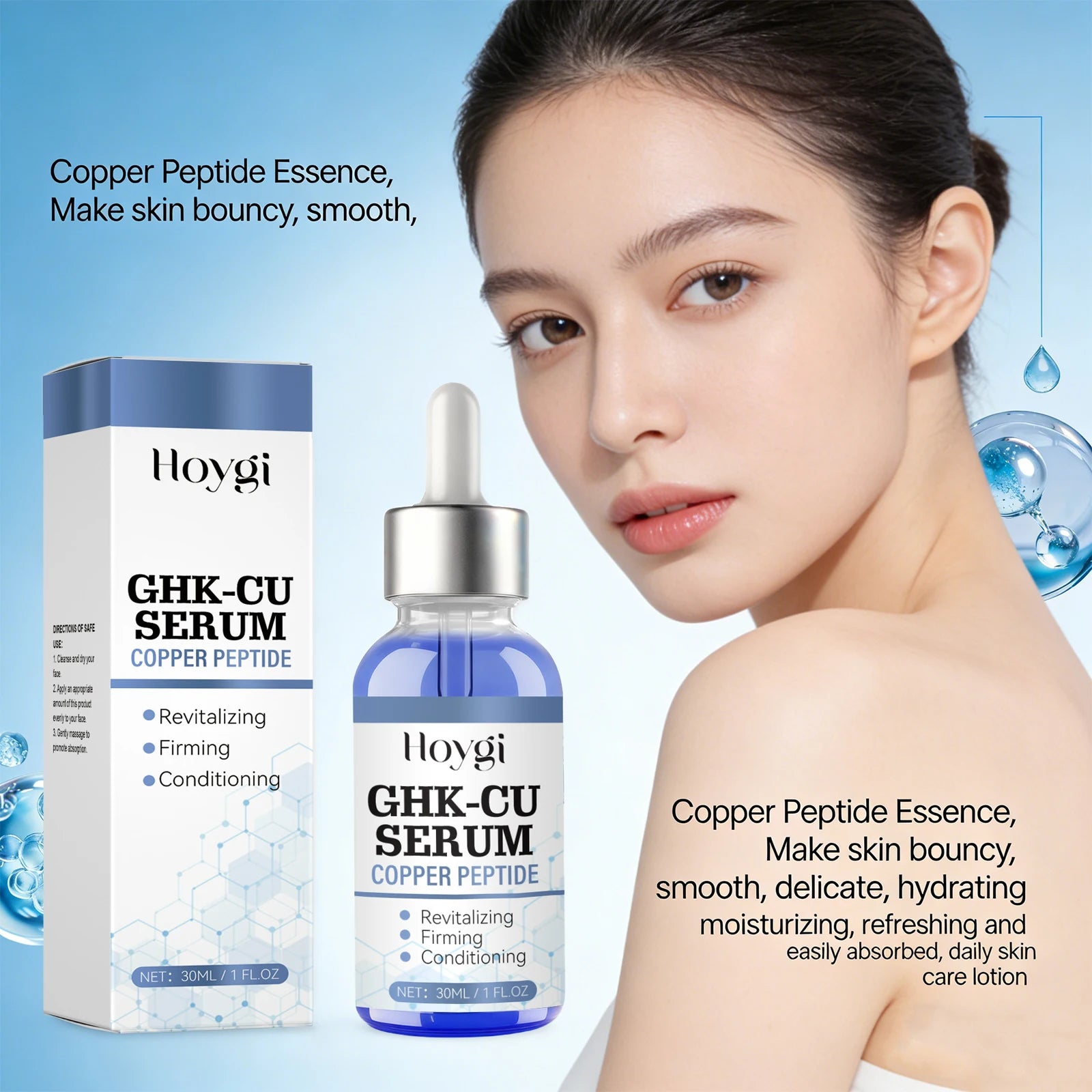Copper Peptide Facial Serum Anti Wrinkle Remover Antioxidant Skin Rejuvenating Barrier Repair Brighten Skin Tone Skin Cosmetics Peaceful Pleasures Health and Wellness