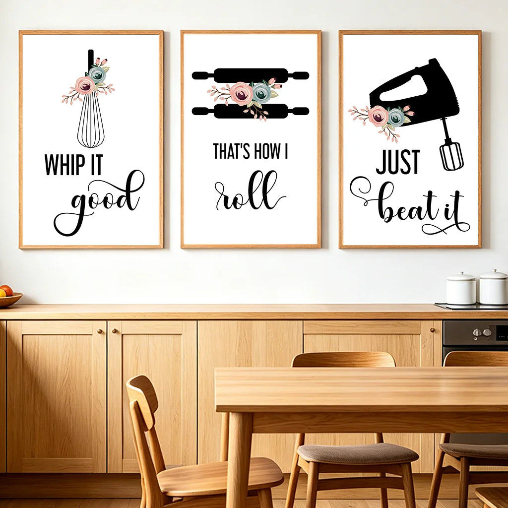 Kitchen Inspirational Wall Art, Cooking Quotes Canvas Painting, Minimalist black white Line Poster Print for Dining Room Décor Peaceful Pleasures Health and Wellness