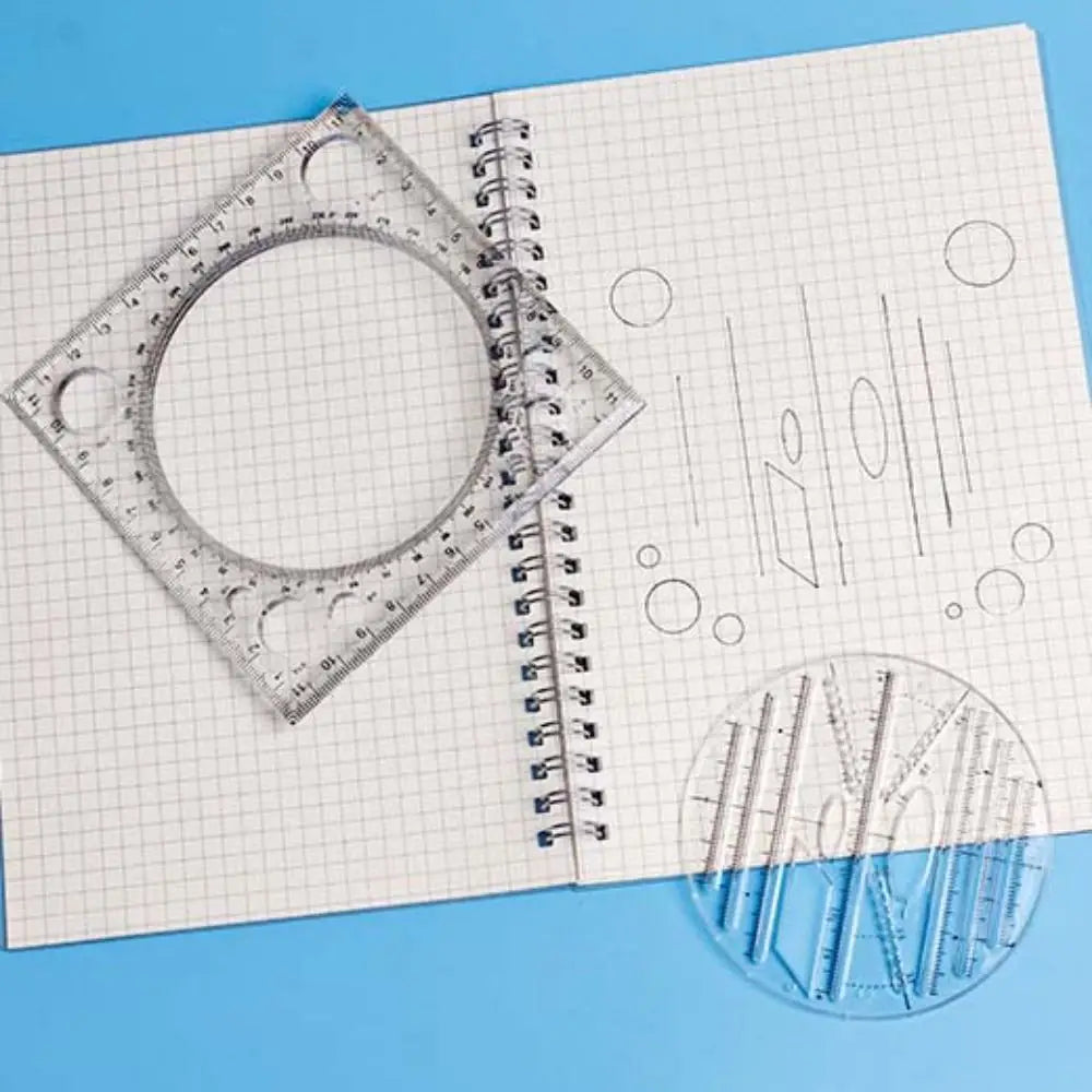 Protractor Geometry Drawing Ruler Transparent Multi-Functional Rotatable Ruler 3D Scale Educational Circle Drafting Ruler Peaceful Pleasures Health and Wellness