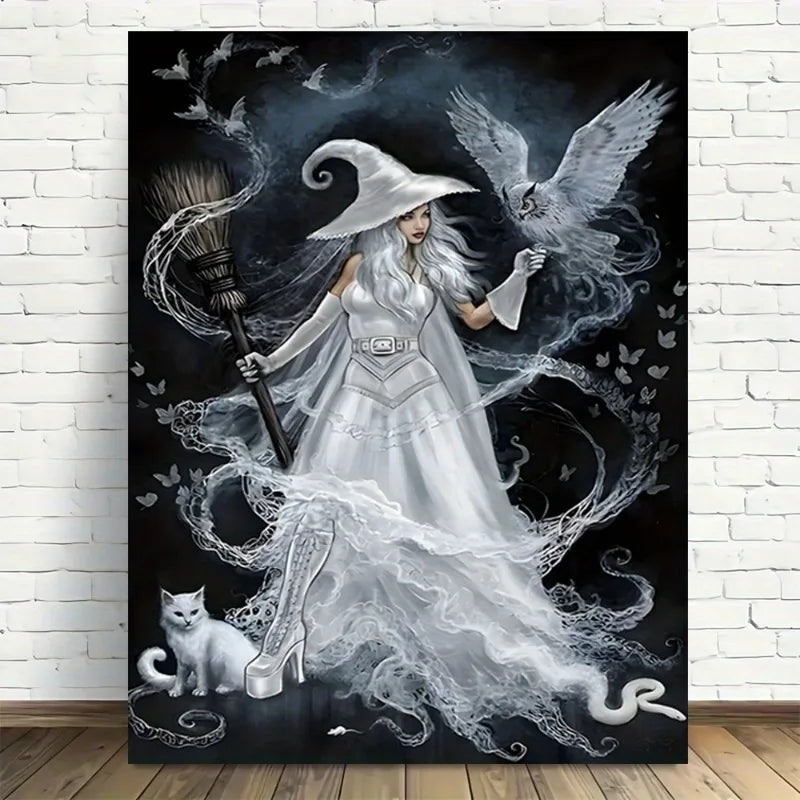Witch Dark Goddess Black Magic Poster Canvas Printing Witch Black Cat Wall Art Decor Gothic Style Girls Room Bar Wall Decoration Peaceful Pleasures Health and Wellness