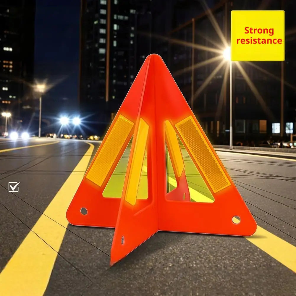 1/2pcs Reflective Triangle Warning Sign Car Emergency Breakdown Warning Triangle Car Tripod Foldable Stop Sign Emergency Tool Peaceful Pleasures Health and Wellness