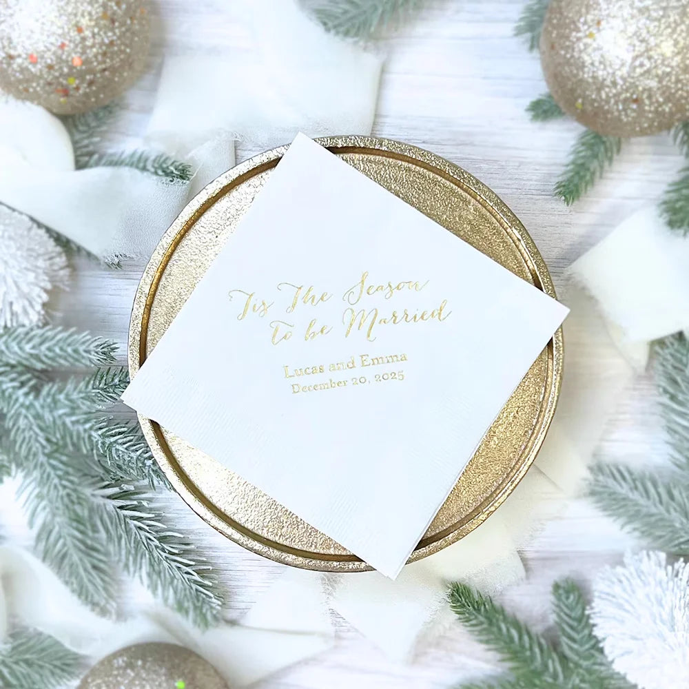 20Pcs Custom Christmas Wedding Napkins | Tis The Season Wedding Party Napkins Peaceful Pleasures Health and Wellness