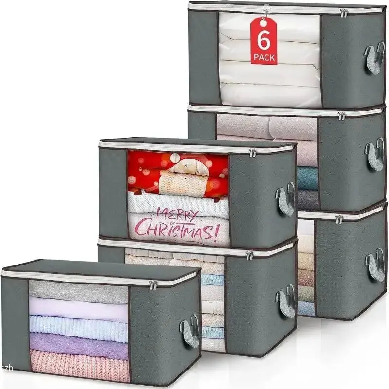 1/2Pcs Non-Woven Fabric Blanket Organizer Quilt Storage Bag Blanket Storage Bags Zipper Duvet Storage Cover Under Bed Storage Peaceful Pleasures Health and Wellness