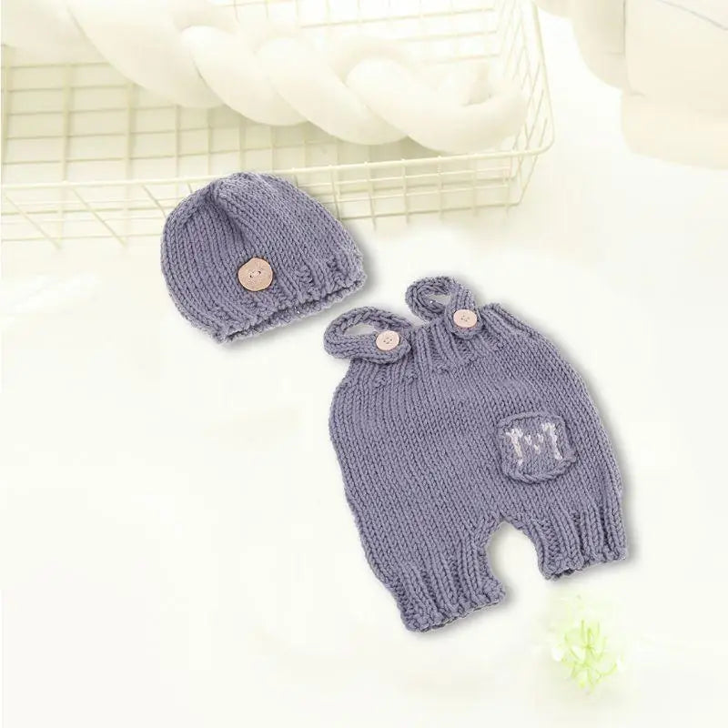 Newborn Photography Prop Baby Pants & Hat Set | 0–3 Months
