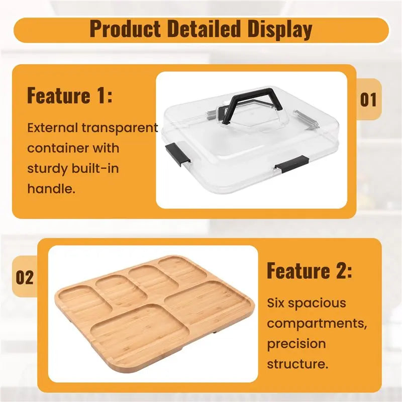 A36T-Cheese Board Charcuterie Box With Clear Lid, Travel Portable Cutting Boards For Kitchen For HOME Gift Set Peaceful Pleasures Health and Wellness
