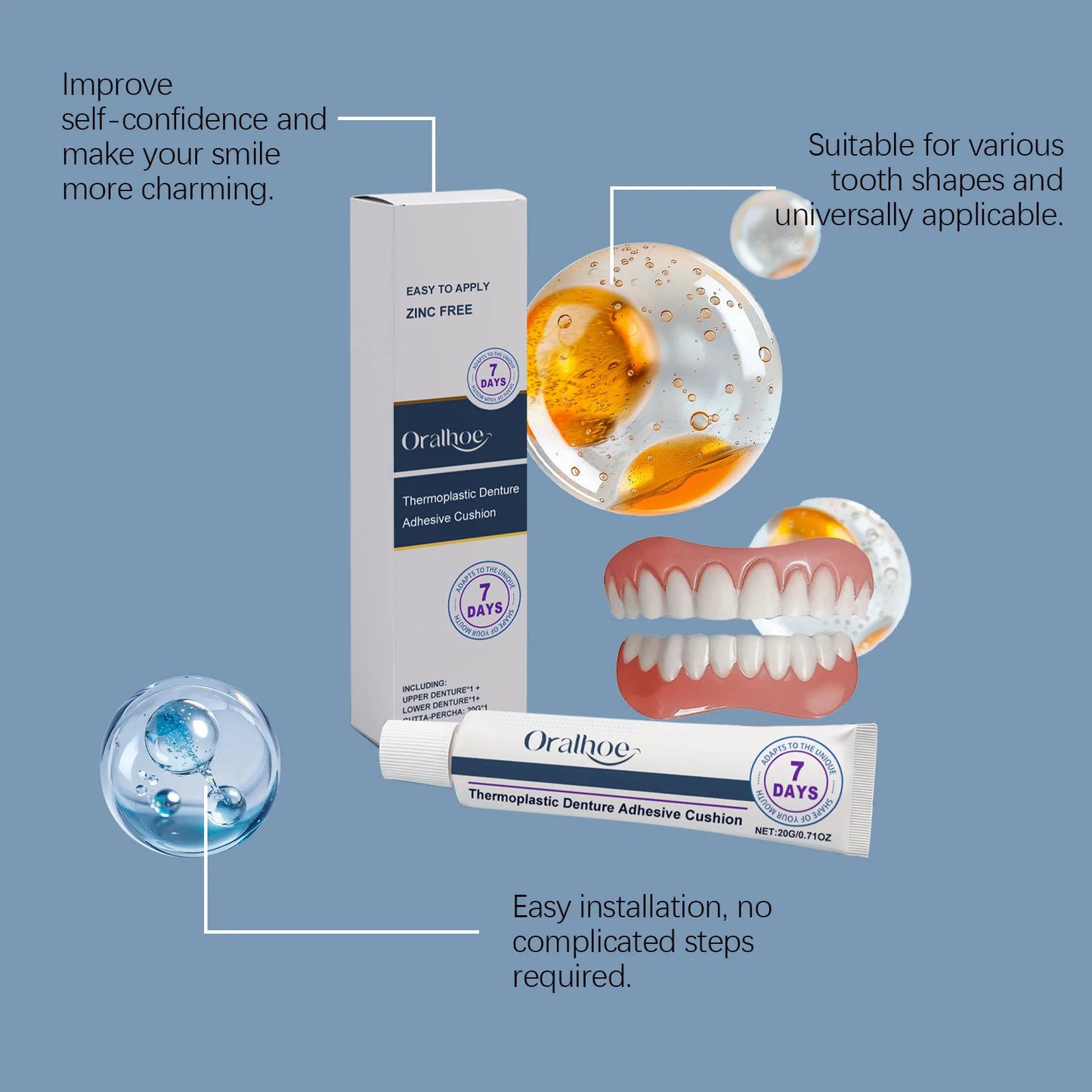 Soft Silicone Denture Kit – False Teeth & Dental Veneer Set