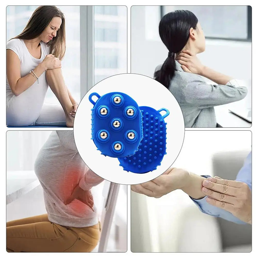 Double-Sided Massage Glove – 7-Bead & Steel Ball Brush