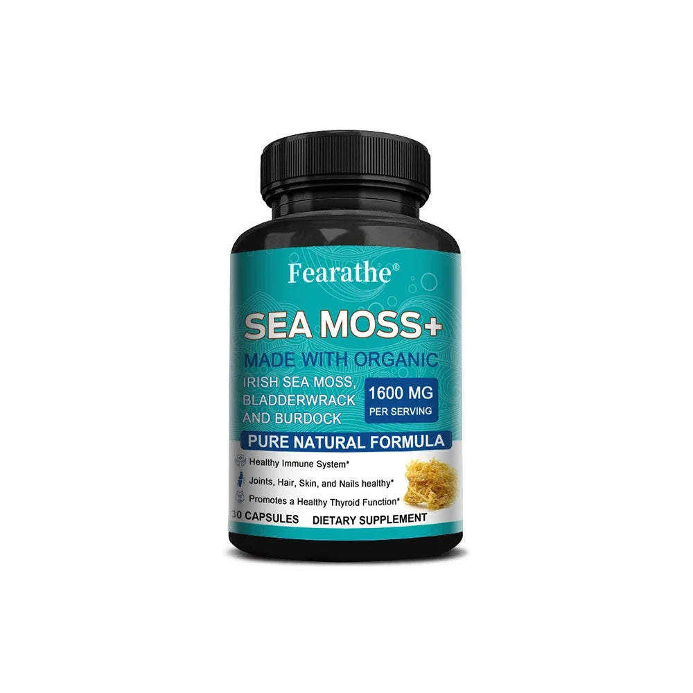 Organic Sea Moss Capsule for Intestinal Health & Immune Support Skin, Joint Health Support, Intestinal Cleansing - 120 Capsules Peaceful Pleasures Health and Wellness 30 count-1 bottle