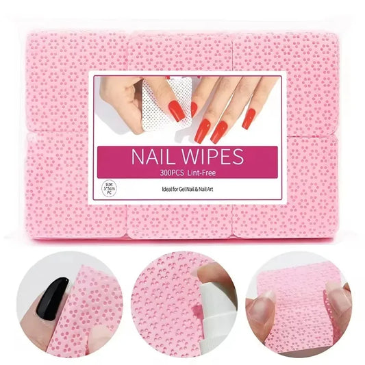 300pcs Cotton Gel Nail Polish Remover Wipes Nail Cleaning Pads Non Woven Lint-Free Nail Pads For Beauty Salon Nail Art Tool Peaceful Pleasures Health and Wellness