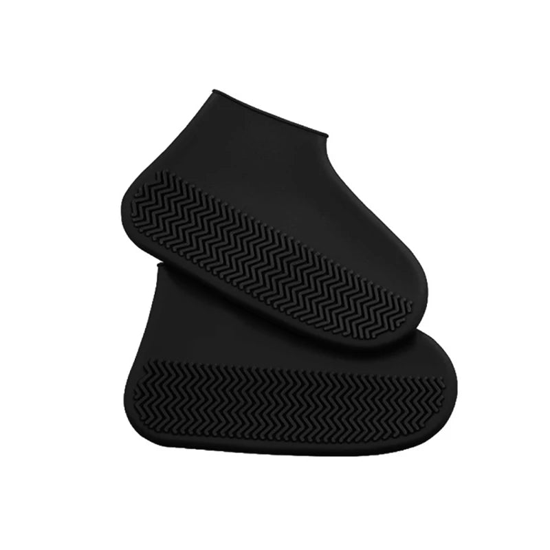 2PCS Unisex Waterproof Non-Slip Silicone Rain Boot Covers High Elastic Reusable Outdoor Shoes for Rainy Day Peaceful Pleasures Health and Wellness black S 26-34
