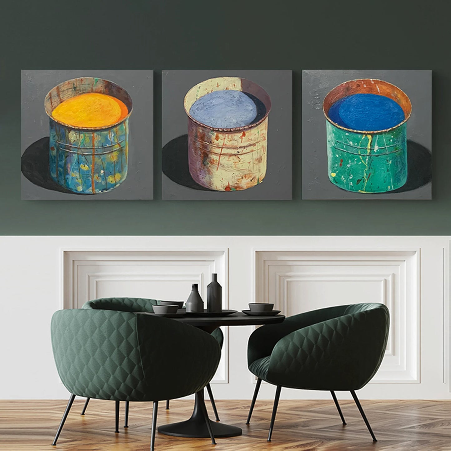 Hand-painted Oil Painting Paintings of Stephane Braud, Acrylic Painting, Paint Bucket with Paint Framed, Ready to Hang Peaceful Pleasures Health and Wellness
