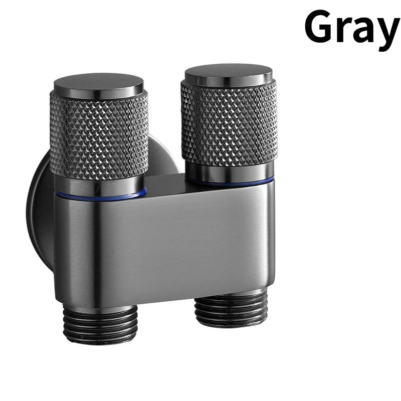 G1/2 1 In Two Out Double Control Washing Machine Faucet Toilet Triangle Valve Kitchen badSink Bathroom Basin Faucet Accessories Peaceful Pleasures Health and Wellness Silver