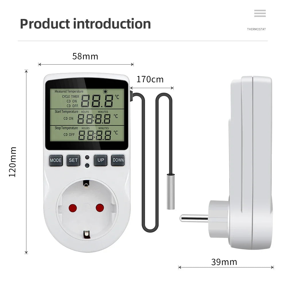Timer Socket Digital Thermostat 220v Temperature Controller Socket Outlet With Timer Switch Cooling Heating Temperature Sensor Peaceful Pleasures Health and Wellness