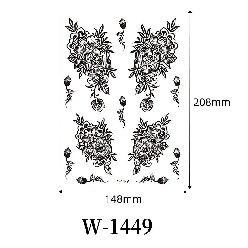 Black Henna Temporary Tattoo – Mandala Mehndi Body Stickers
