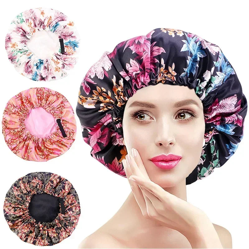 Satin Sleep Bonnet for Women | Wide Elastic Night Hair Cap