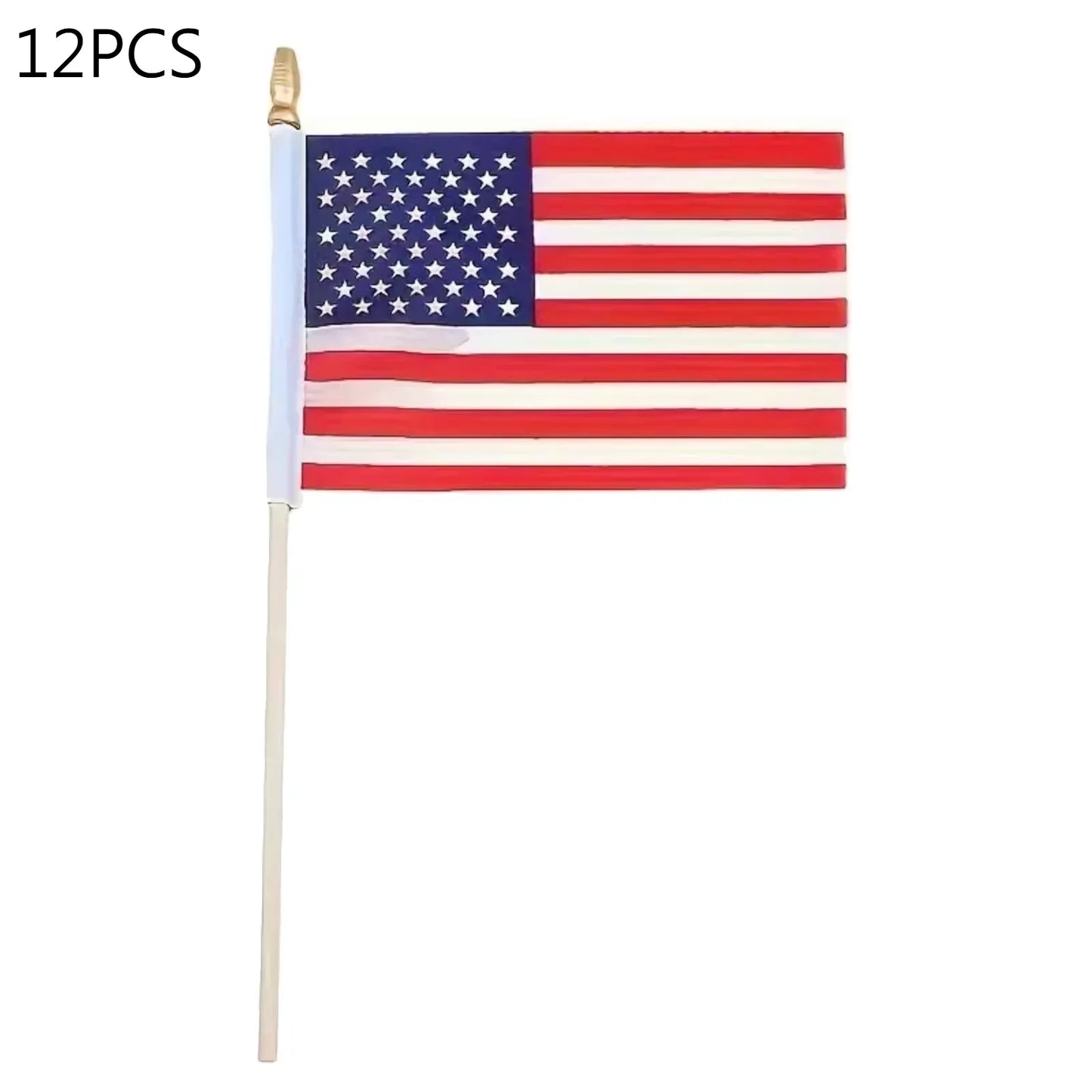USA Hand Waving Flags 20x30cm Double-Sided Polyester – 12 Pack
