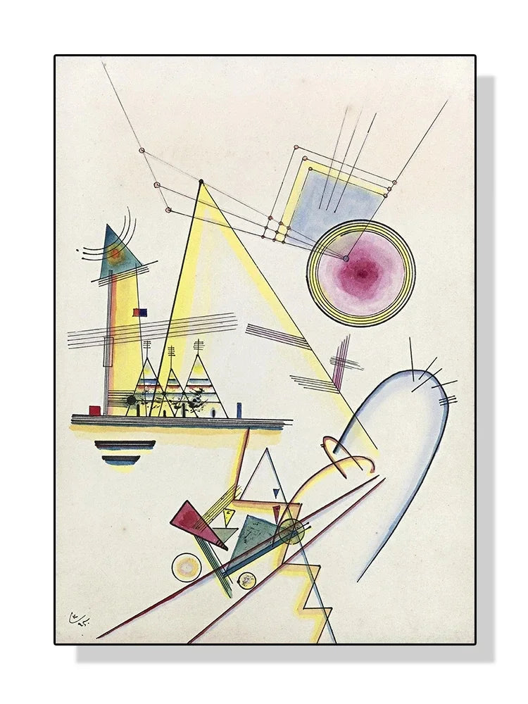 Kandinsky Geometric Abstract Canvas Wall Art | Modern Decor Canvas Art Print Peaceful Pleasures Health and Wellness 4 50x70cm Unframed