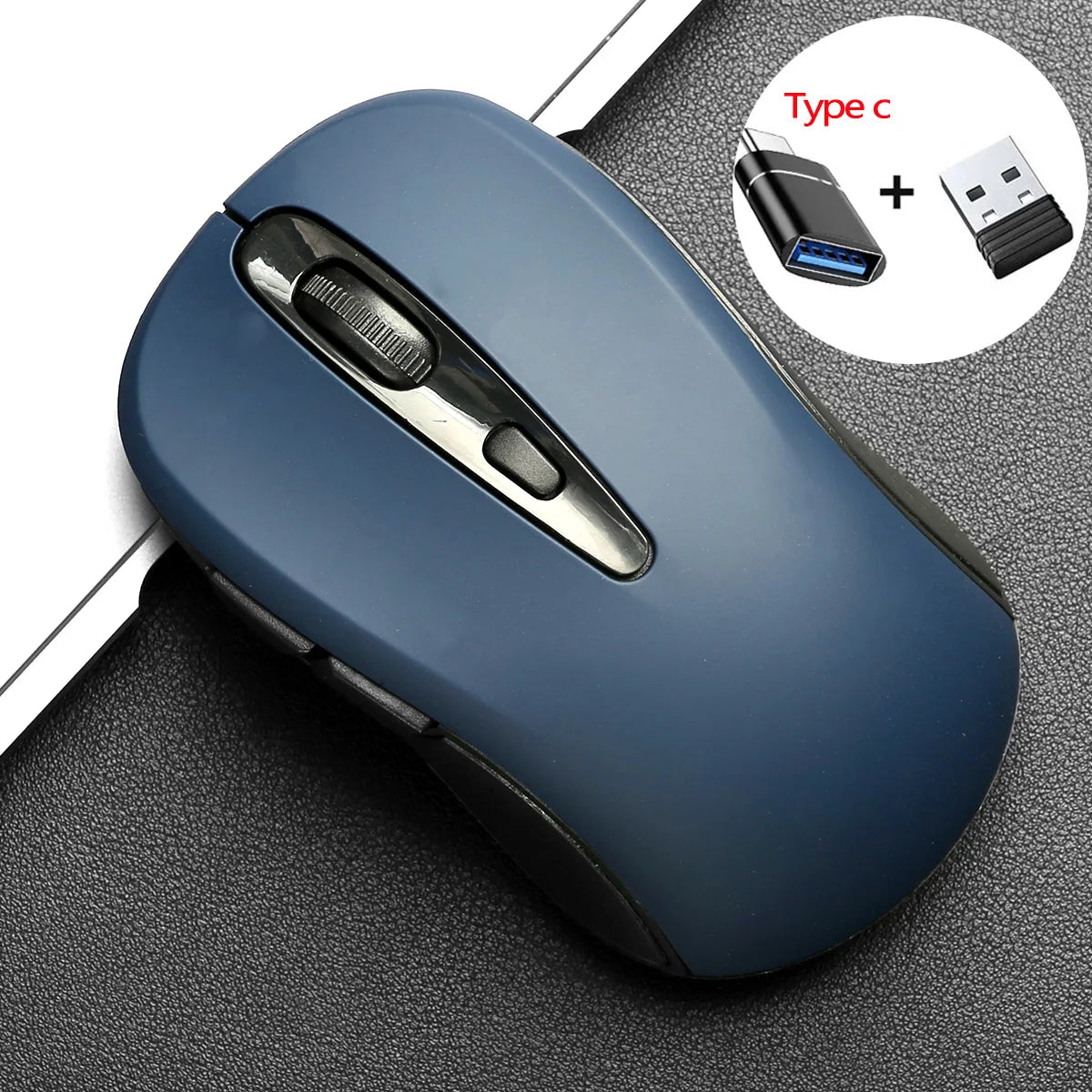 2.4G Wireless Mouse Portable Optical Office Mouse Silent Mouse Adjustable DPI Levels for Laptop Notebook PC MacBook Battery Mice Peaceful Pleasures Health and Wellness Blue with OTG