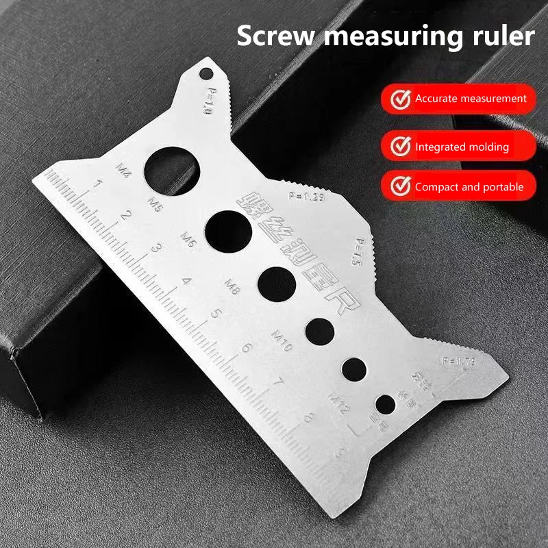 10*5cm Multi-purpose Stainless Steel Bolt Gauge Thread Checker Flat Double-Sided Screw Measuring Tool For Pattern Jewelry Watch Peaceful Pleasures Health and Wellness
