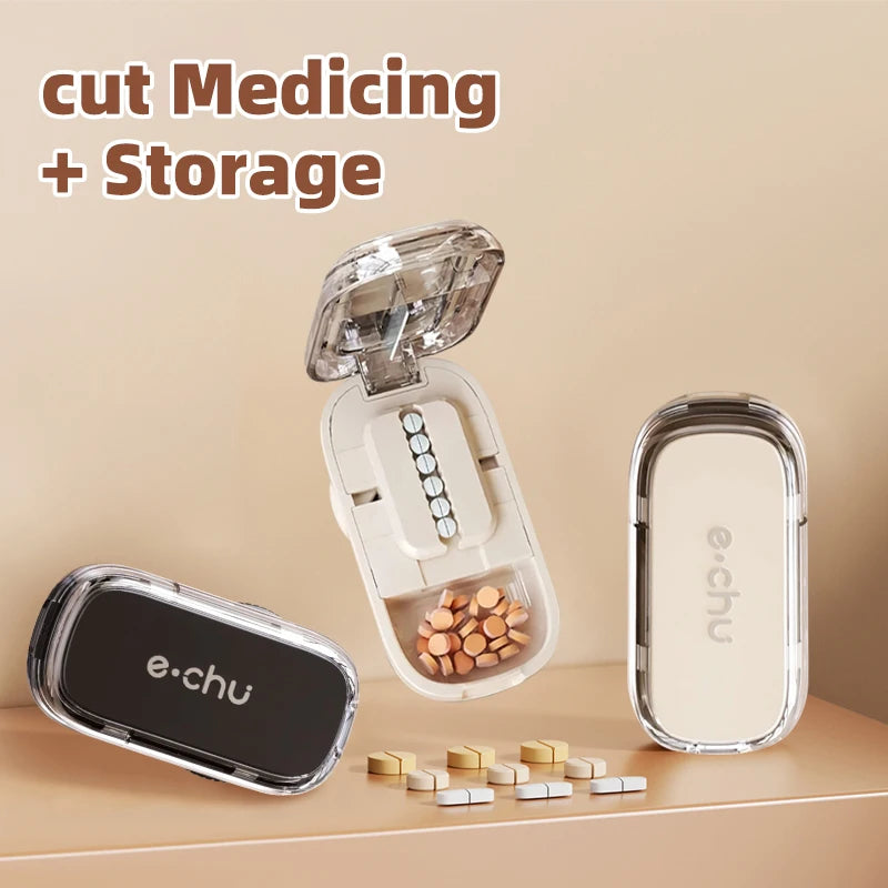 Sharp Pill Cutter Half Storage Compartment Box Splitter Divide Medicine Organizer Drug Slicer Medicine Tablet Storage Container Peaceful Pleasures Health and Wellness