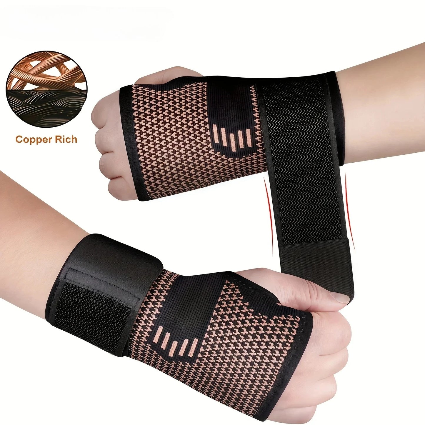 1Pcs Copper Fiber Wrist Brace Gloves - Adjustable Compression Straps Hand Braces for Men & Women Peaceful Pleasures Health and Wellness