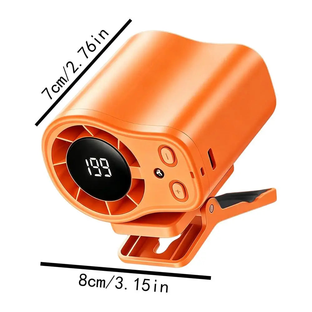 Portable USB Clip Fan – LED Display, 360° Rotation, Rechargeable