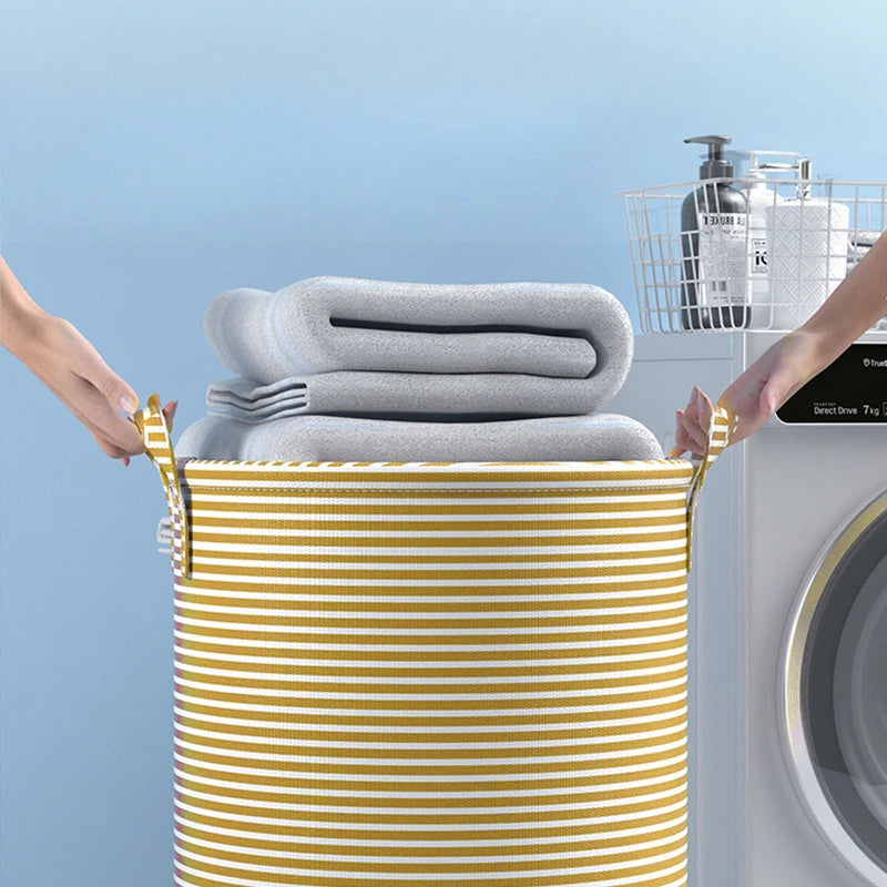 Large Collapsible Laundry Basket with Handles | Tall Round Hamper Laundry Hamper Basket Peaceful Pleasures Health and Wellness