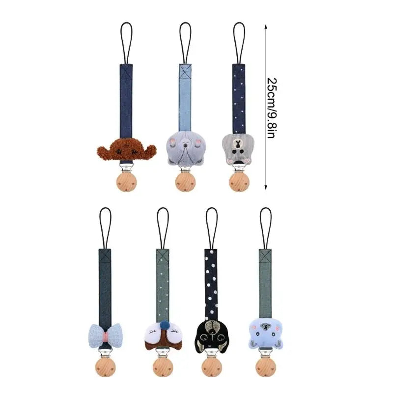 Baby Pacifier Holder Chain with Wooden Clip | Cotton Lanyard