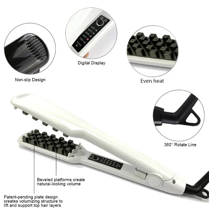 Professional Fluffy Corn Perm Volumizing Hair Iron Straightener Comb Increase Hair Volume Fluffy Hair Straightener Flat Irons Peaceful Pleasures Health and Wellness