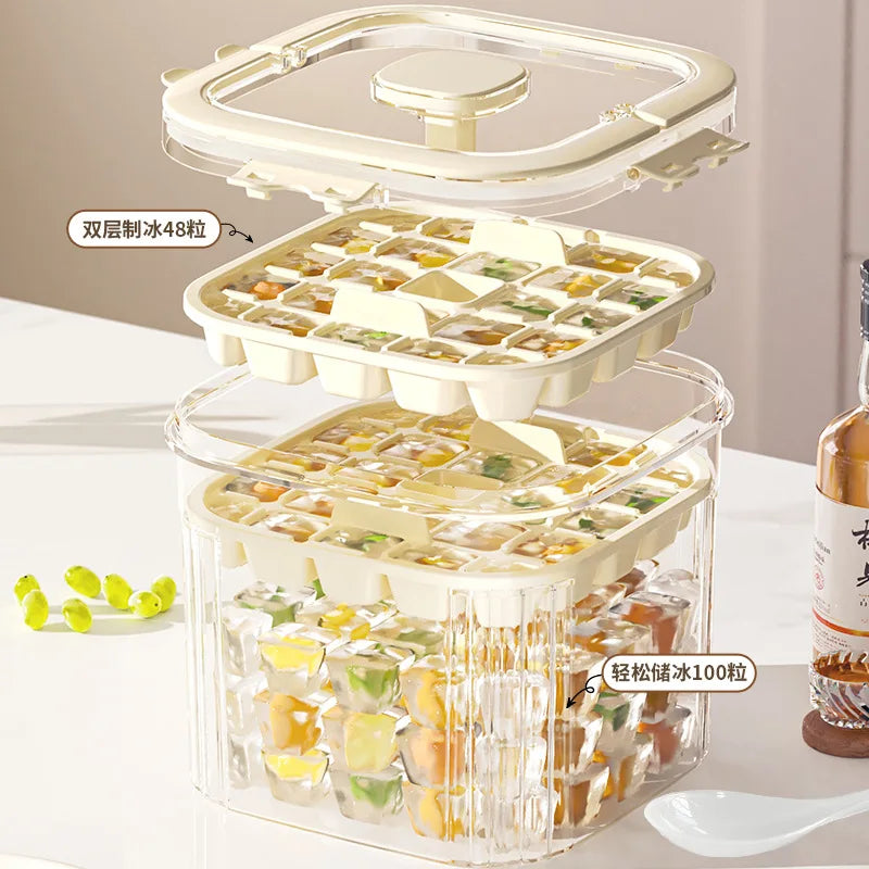 Food grade Press Type Silicone Ice Cube Mold Large Capacity Ice Storage Box Summer Household Ice Maker Home Kitchen Fridge Tools Peaceful Pleasures Health and Wellness