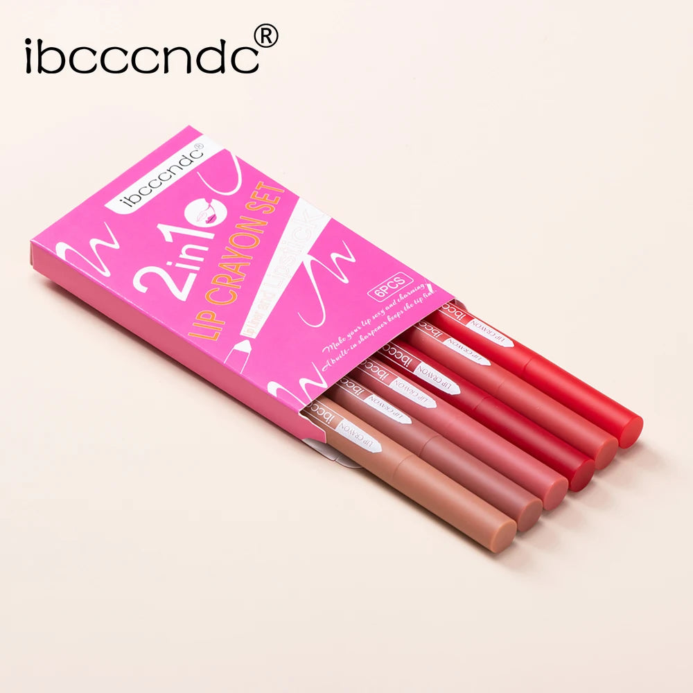 ibcccndc 6-Color Matte Lip Liner & Lipstick Set | Built-In Sharpener Lip Liner Set Peaceful Pleasures Health and Wellness