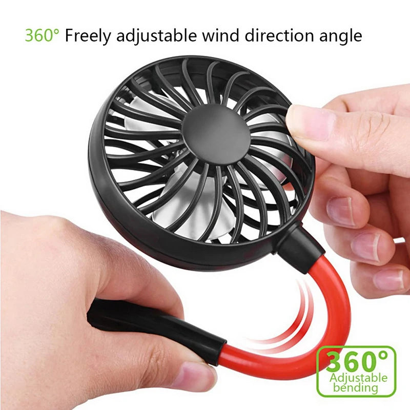 Mini neck cooling fan for outdoor sports, personal fan, mini portable neck-mounted hands-free quiet neck fan, USB charging Peaceful Pleasures Health and Wellness