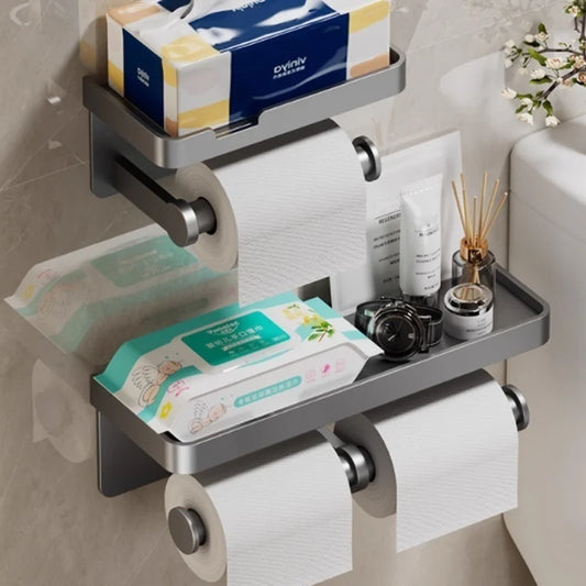 No-Drill Wall-Mounted Aluminum Toilet Paper Holder Toilet Paper Holder Peaceful Pleasures Health and Wellness