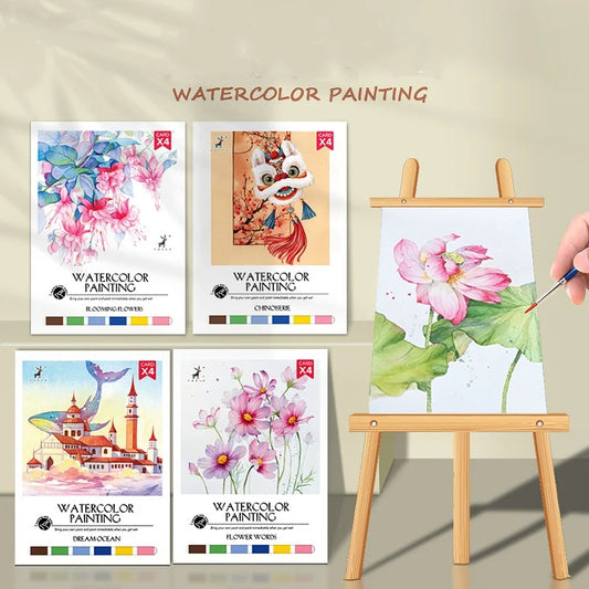 Bview Art Parent-child Gouache Painting Watercolor Pads DIY Coloring Peaceful Pleasures Health and Wellness