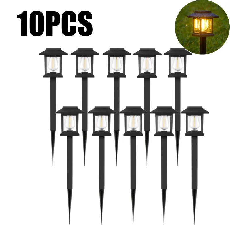 10-Pack Solar LED Spike Lights | Warm Garden Landscape Lamps