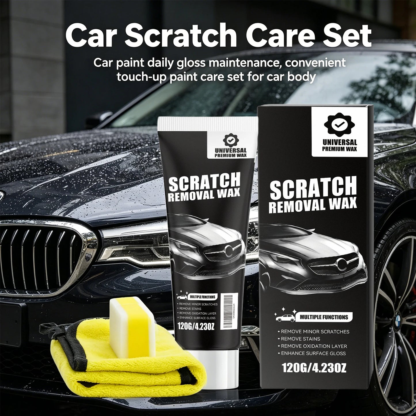 Car Scratch Repair Kit with Sponge & Towel Repair Coating Gloss Enhancement Car Surface Cleaning Repairing Products Peaceful Pleasures Health and Wellness
